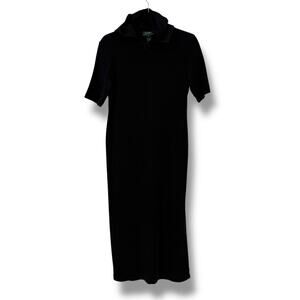 Ralph Lauren Hooded Night Gown Lounge Dress Womens Size Medium Black